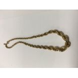 A heavy 9ct gold rope chain, weight 42.9g.
