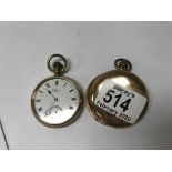 2 gold plated Waltham pocket watches