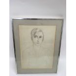 A framed, Christoper Wood (1901-1930), pencil study of a young woman.Unsigned but with gallery label