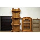 Five wall display cabinets, tallest 79cm