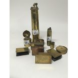 A collection of I World War trench Art match box holders and lighters.