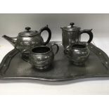 A five piece Tudric Liberty 1928 pewter tea set 01