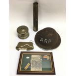 A group of military items including cased WW1 meda