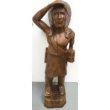 A floorstanding carved wood figure of a red Indian.Approx 130cm
