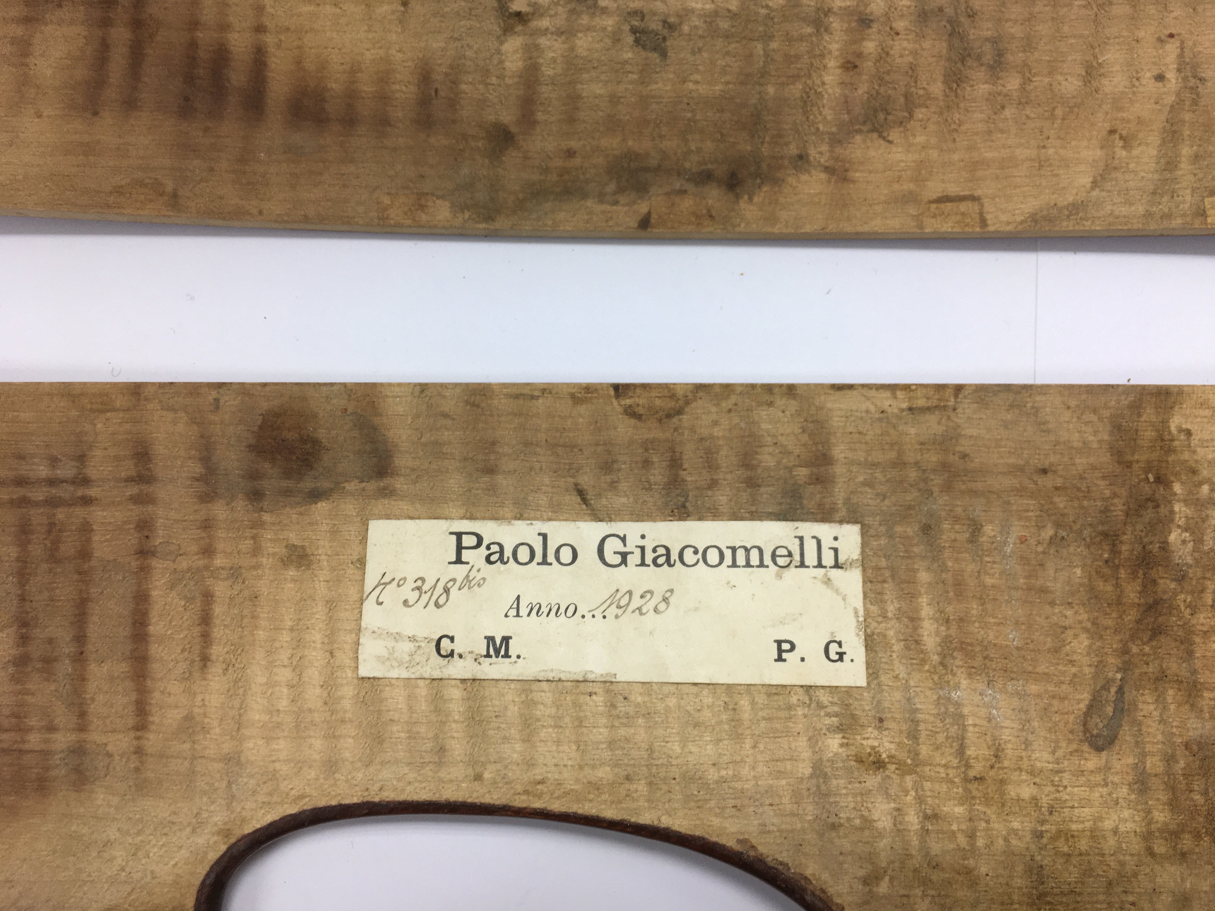 Restoration project. An Italian violin labelled Paolo Giacomelli, 1928. - Image 2 of 2