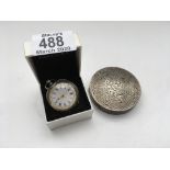 A ladies .800silver fob watch plus .800silver engr