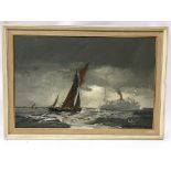 Vic Ellis, oil painting on board, dark sky's and r
