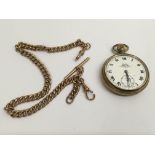 A Pyramide gold plated pocket watch with 9ct gold