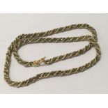 A multi tone rope chain 9ct gold