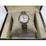 A boxed Dreyfuss & Co ladies watch with bi metal s