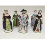 A set of Dresden porcelain figures Henry VIII and six wives. (7)