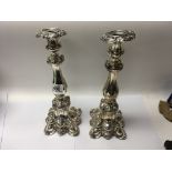 A pair of heavy German silver candlesticks height