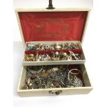 A jewellery box containing costume jewellery