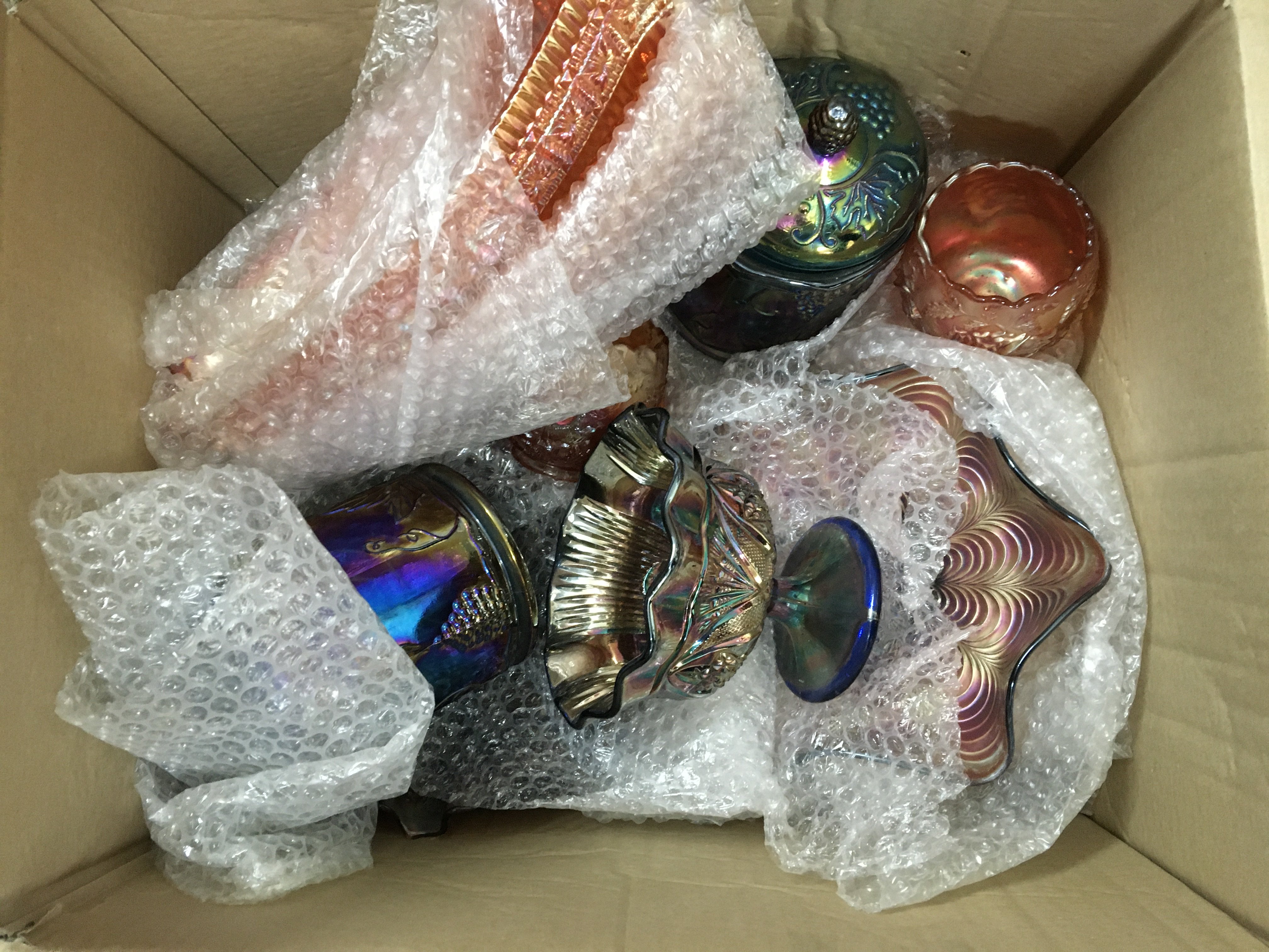 A mixed collection of Carnival glass