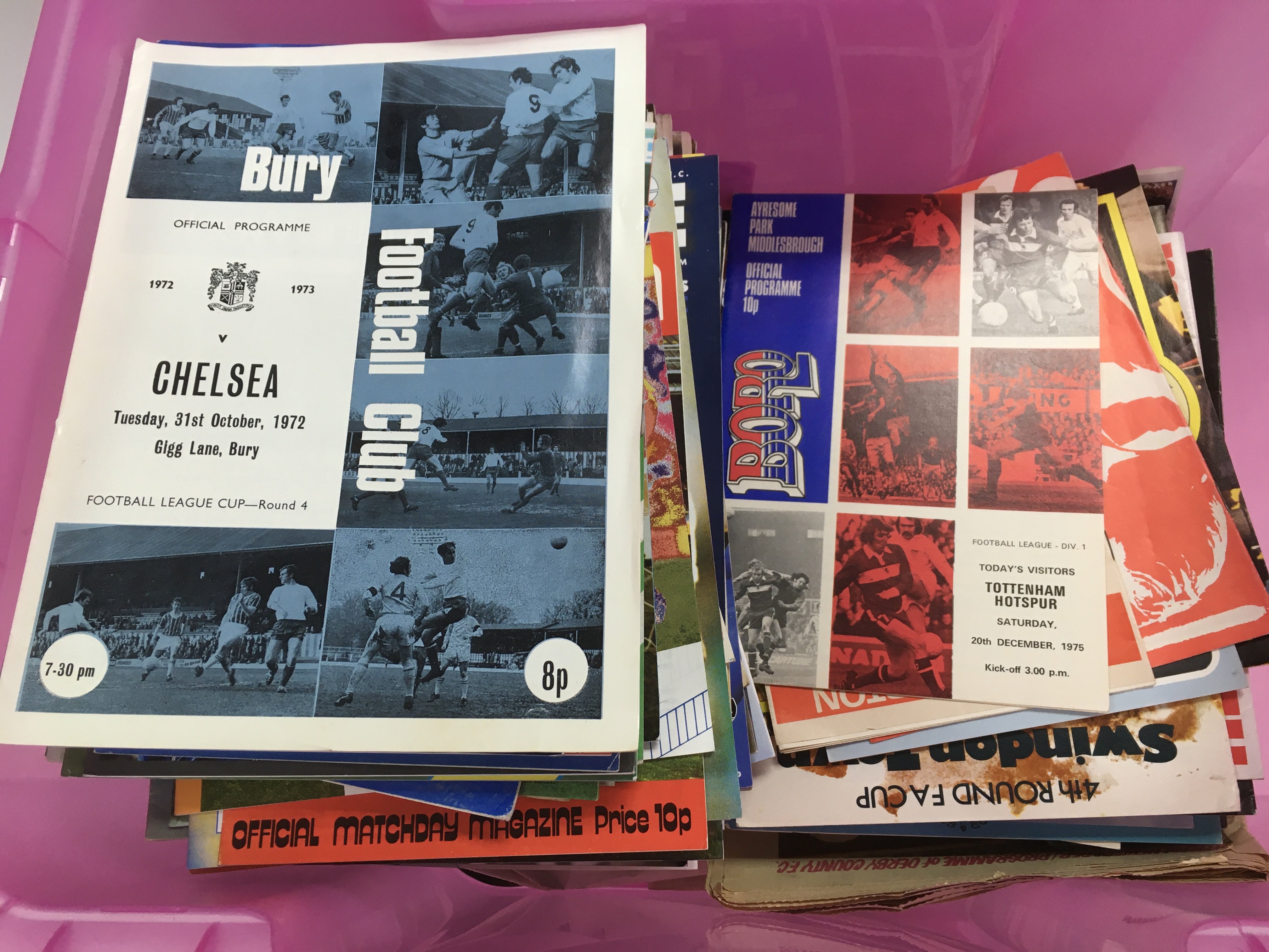 A collection of football programmes consisting of