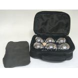 A set of Continental Crome Bowls. In a fitted case