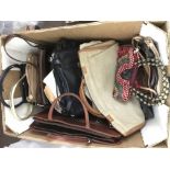 Five leather bags, briefcase and others.