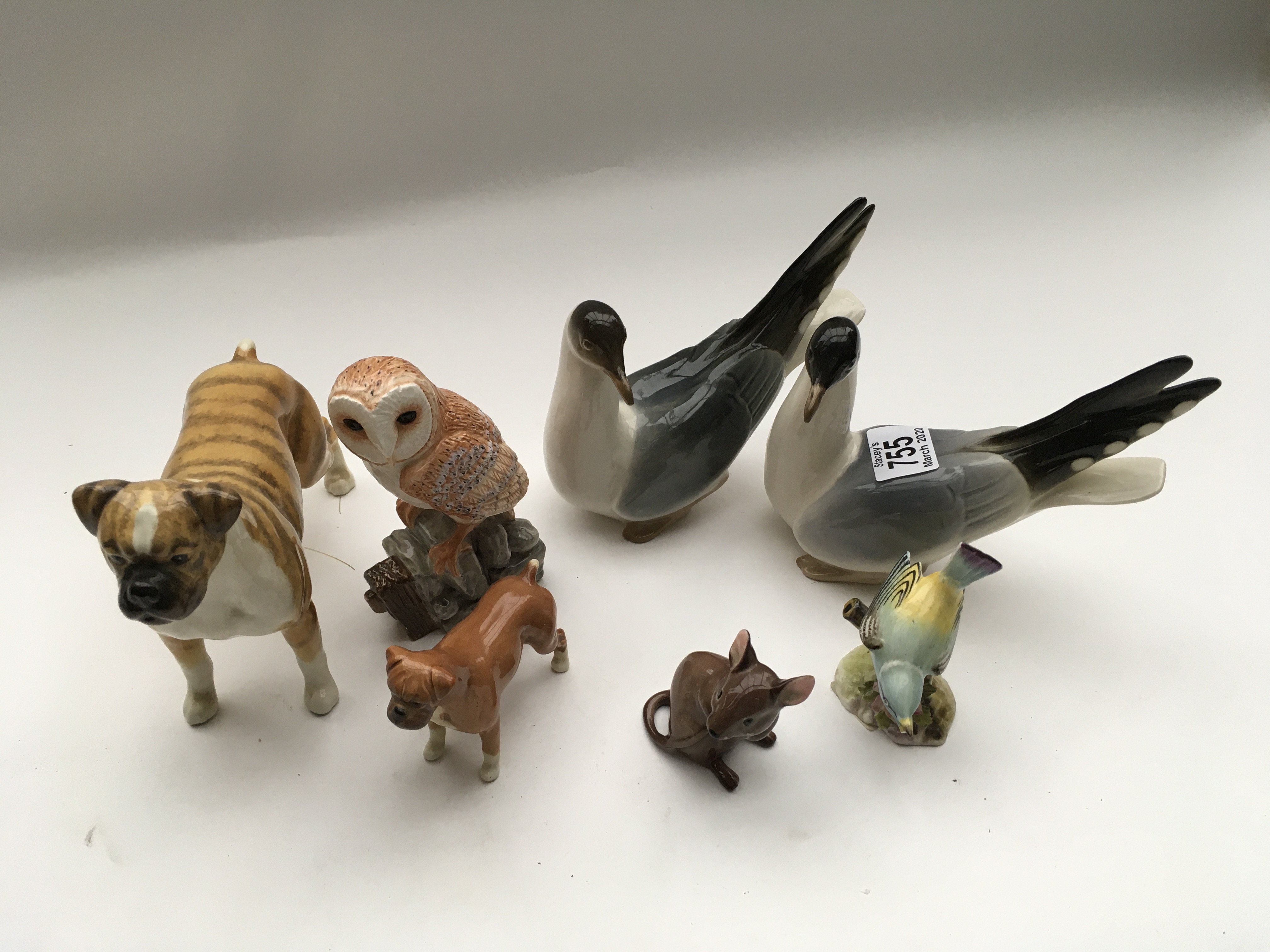 7 porcelain animal figures inc Beswick, USSR, etc.