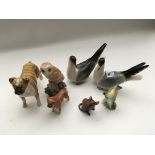 7 porcelain animal figures inc Beswick, USSR, etc.