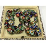 A string of Vintage Italian millefiori glass beads