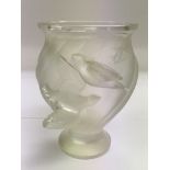 A Lalique dove vase, some damage, approx height 12