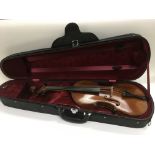 A cased circa 1900 good French copie de Stradivari
