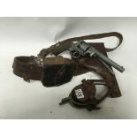 A 1940s Thomlison Ltd Sam Brown belt, brass spurs