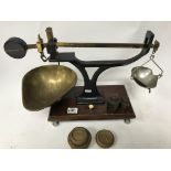 A W&T Avery balance scale plus additional weights.