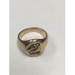 A 9ct gold signet seal ring. 8.2g.