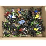 A box of 1970s Britains plastic and metal knights