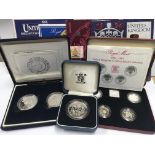 1984/87 silver proof pound coin set, £5 silver pro