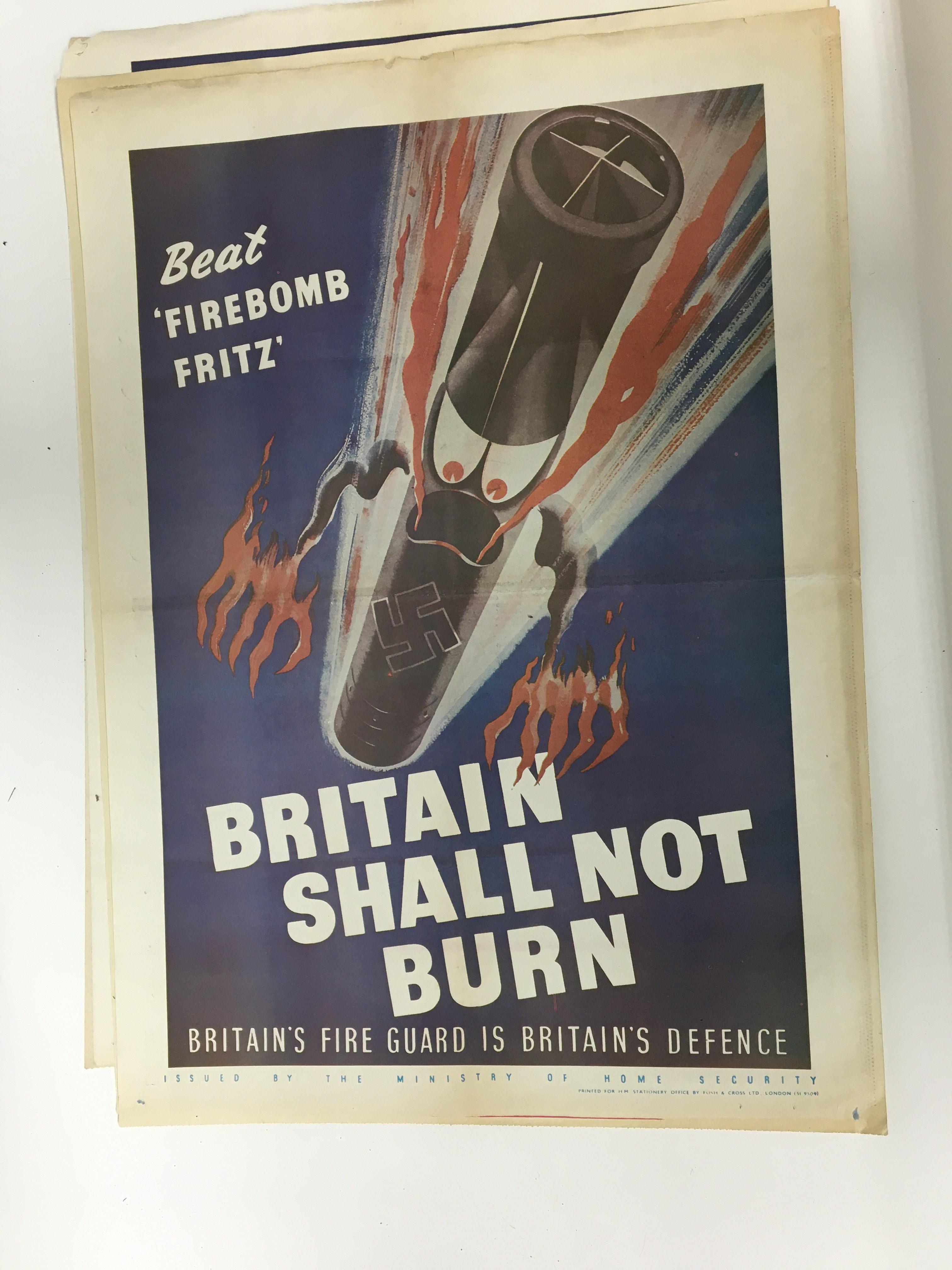 Ten old war time Unframed posters - Image 10 of 10