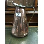 A W.A.S Benson brass and copper campaign water jug