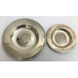 Two London silver plates each bearing Tudor rose m