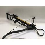 A modern crossbow and arrows.