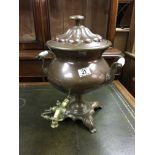 A late Victorian copper and brass samovar brith wh