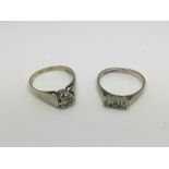 Two 9ct white gold diamond rings, approx 5g and ap