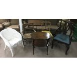 An Edwardian, inlaid two tier coffee table, an ope