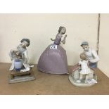 3 Lladro porcelain figurines.