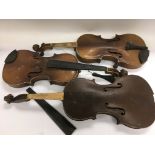An interesting violin, circa 1900, labelled The Paganini Special Orchestral Violin plus two 3/4 size