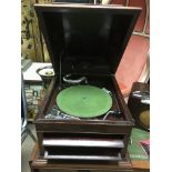 A Columbia table top gramophone and a collection o