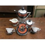 A 1930s Art Deco design silver overlaid coffee set