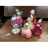 5 Royal Doulton figurines.