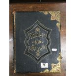 A large leather and brass bound Family bible.