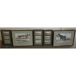 Three framed sets of Gilbert Wiper pub watercolour