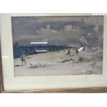 A framed print battle on the beach by Norman Wilki