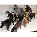 A collection of horses, Sindy and Barbie and other