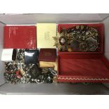 A box of mixed costume jewellery