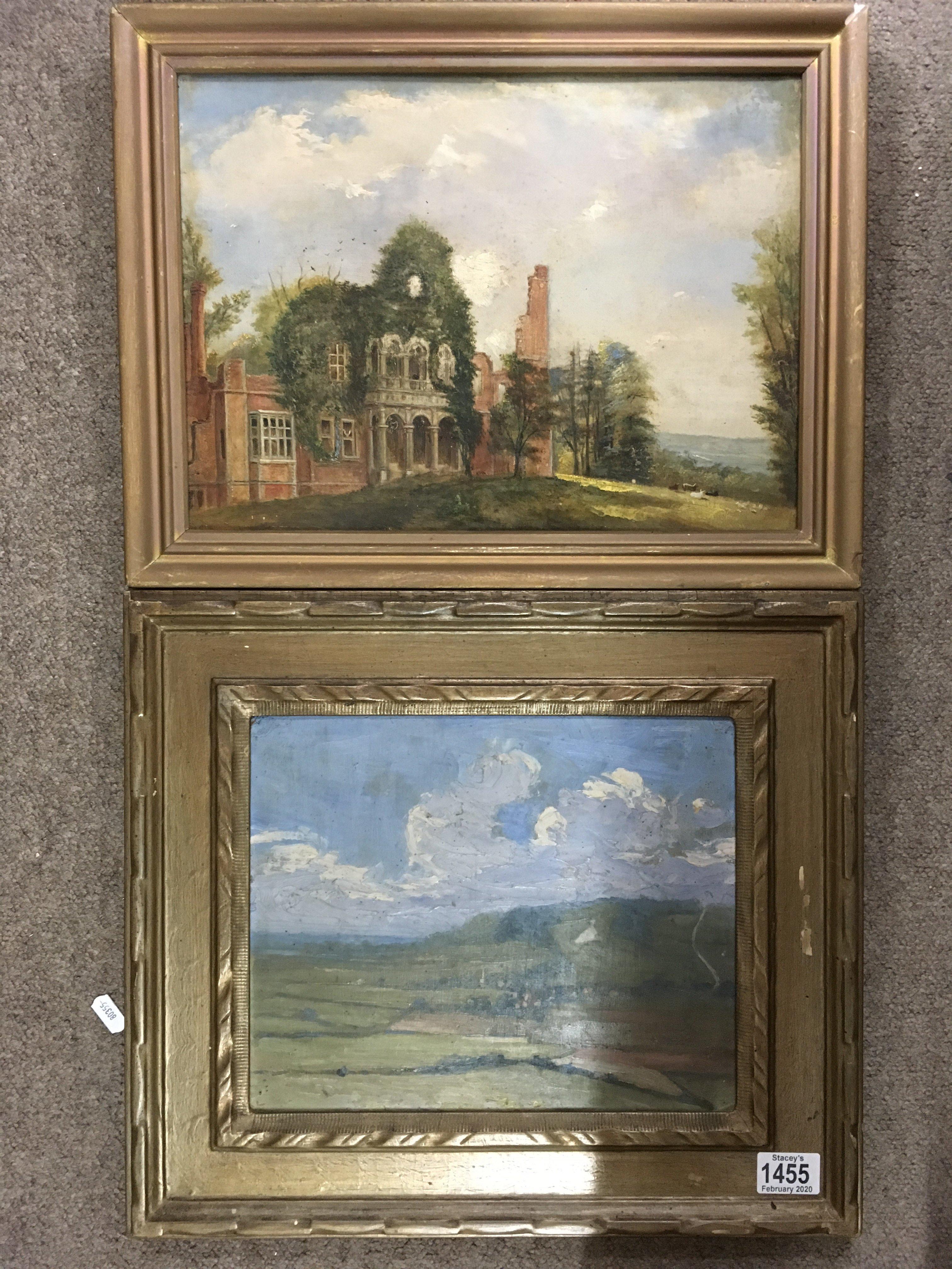Two Victorian gilt framed oil on boards - NO RESER