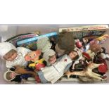 A large box of 1940's dolls including a WW1 nursin